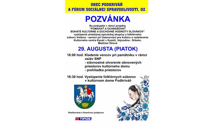 Pozvánka - vystúpenie FS Vreteno 29.08.2025